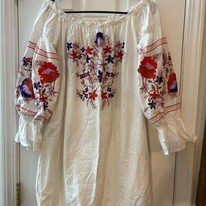 Free People Cream Gathered Dress